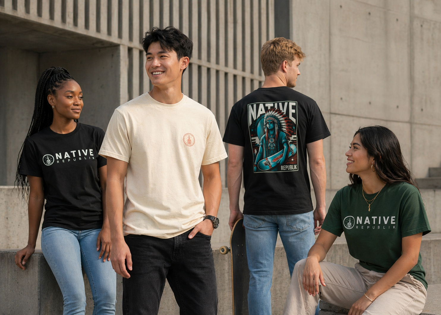 Gente con camisetas Native Republik